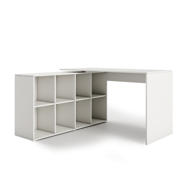 Mesa Escritorio Computador Em L Damasco 8 Nichos Branco