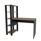 Mesa Escritório Escrivaninha 1,20m Com Prateleiras Nogal / Pr