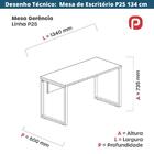 Mesa Escritório P25 Tub Pandin 134 Cm (larg) Tampo Mdp Cinza
