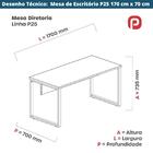 Mesa Escritório P25 Tub Pandin 170 Cm (larg) X 70 Cm Prof Tam