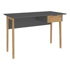 Mesa Escritório Pés Em 1 Gaveta 120cm Grafite E Wood Grafite/