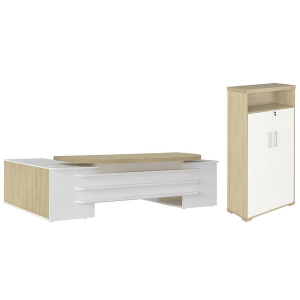 Mesa Escritório Presidente E Armário Alto 2 Portas Corp A06 C