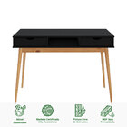 Mesa Escritório Preto Madeirado Retro 2 Gavetas 1 Nicho Stefa