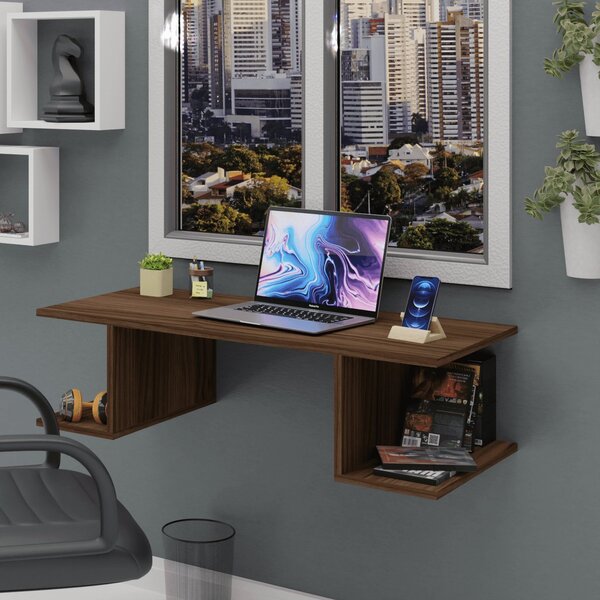 Mesa Escritório Suspensa Escrivaninha Computador 90x42cm Com