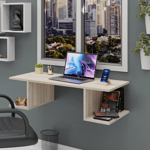 Mesa Escritório Suspensa Escrivaninha Computador 90x42cm Com