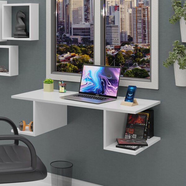 Mesa Escritório Suspensa Escrivaninha Computador 90x42cm Com