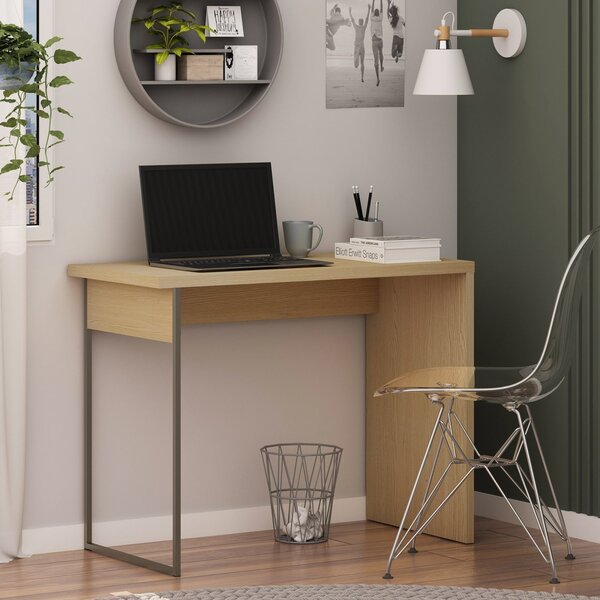 Mesa Escrivaninha 100cm Pé Em Metalon Infinity Savana