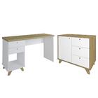 Mesa Escrivaninha 135cm Elai E Balcão 1 Porta 3 Gavetas Meran