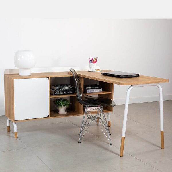 Mesa Escrivaninha 136cm Balcão Credenza 1 Gav 1 Porta 136cm H