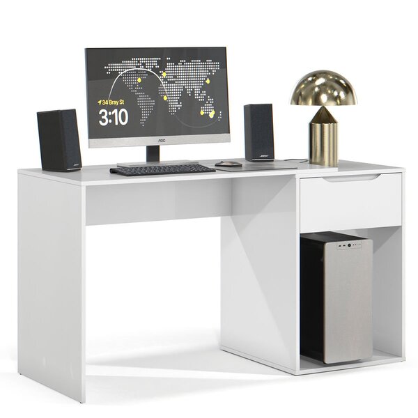 Mesa Escrivaninha 1 Gaveta Com Suporte Para Cpu Flop Branco