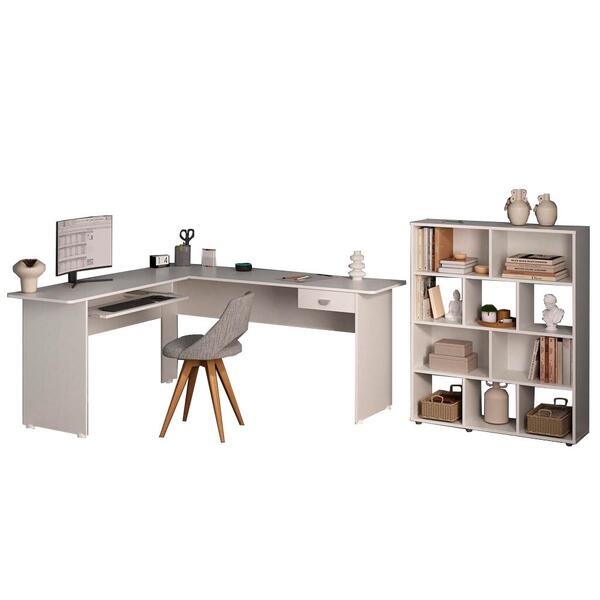 Mesa Escrivaninha 1 Gaveta E Estante 10 Nichos Arly