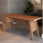 Mesa Escrivaninha 2 Gavetas Para Escritório Veneza Amêndoa -