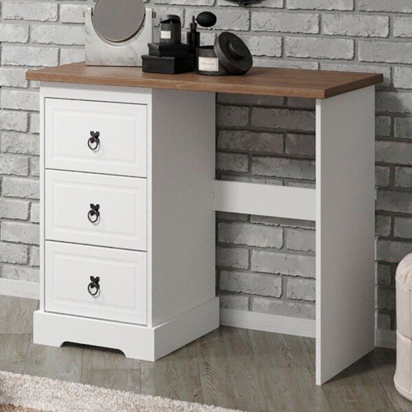 Mesa Escrivaninha 3 Gavetas Corona Branco - Finestra Moveis