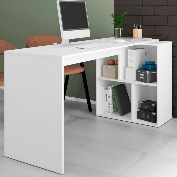 Mesa Escrivaninha 4 Nichos Branco - Pnr Móveis