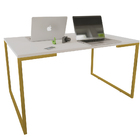Mesa Escrivaninha Adele 90cm Tampo Branco Base Gold - Montana