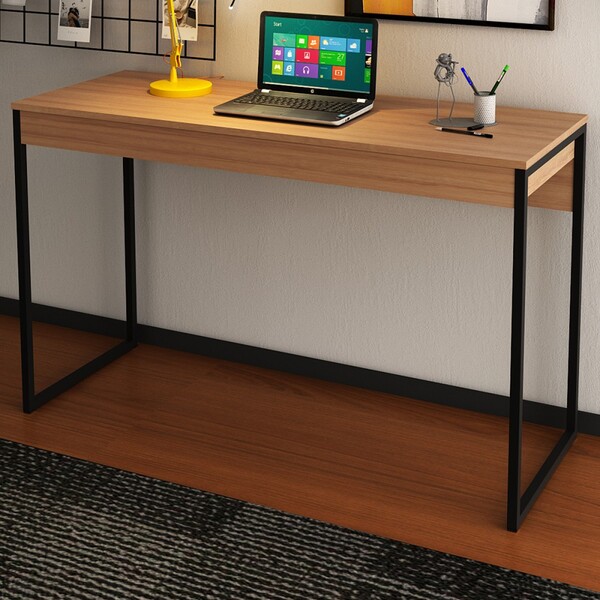 Mesa Escrivaninha Amendoa/preto Me4160 - Tecno Mobili