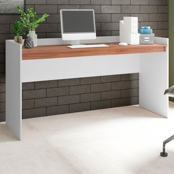 Mesa Escrivaninha Branco/castanho Bc 88 - Brv Móveis