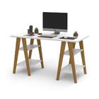 Mesa Escrivaninha Cavalete 1,35x0,66 Tampo 30mm 4 Prateleiras