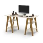 Mesa Escrivaninha Cavalete 1,35x0,66 Tampo 30mm 4 Prateleiras