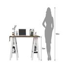 Mesa Escrivaninha Cavalete Rústica Branca 135x60x78cm Mdp Mb