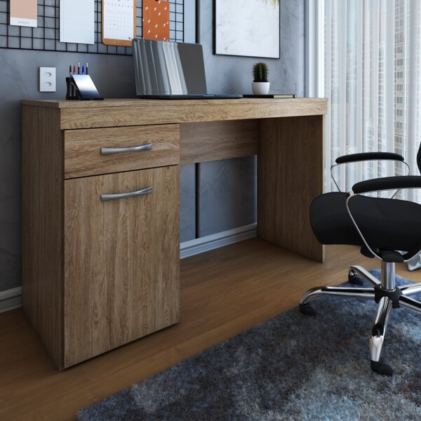 Mesa Escrivaninha Classic 1 Porta 1 Gaveta Nogal - Panorama M