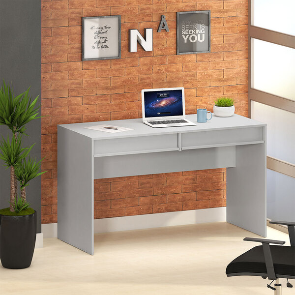 Mesa Escrivaninha Com 02 Gavetas Web15 Cinza