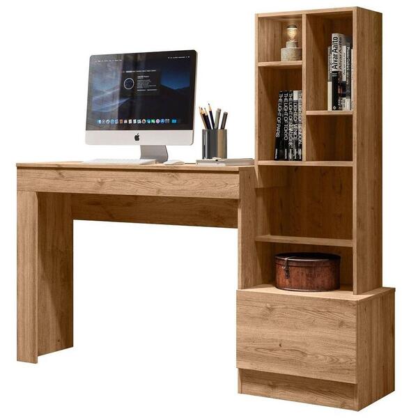 Mesa Escrivaninha Com Armário Lateral 1 Gaveta 149cm Lion B03