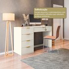 Mesa Escrivaninha Com E Porta Objetos Vita 5 Gavetas 136cm Ye