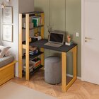 Mesa Escrivaninha Com Estante E 4 Prateleiras Licce Freijó