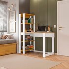 Mesa Escrivaninha Com Estante E 4 Prateleiras Licce Freijó/br