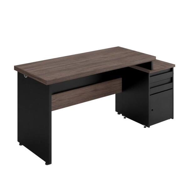 Mesa Escrivaninha Com Gaveteiro Freijo Preto