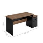 Mesa Escrivaninha Com Gaveteiro Noce Preto