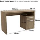 Mesa Escrivaninha Com Gaveteiro Urban 120 Cm S970 Kappesberg