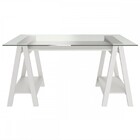 Mesa Escrivaninha Cristal Com Tampo De Vidro Branco - Artany