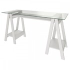 Mesa Escrivaninha Cristal Com Tampo De Vidro Branco - Artany