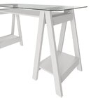 Mesa Escrivaninha Cristal Com Tampo De Vidro Branco - Artany