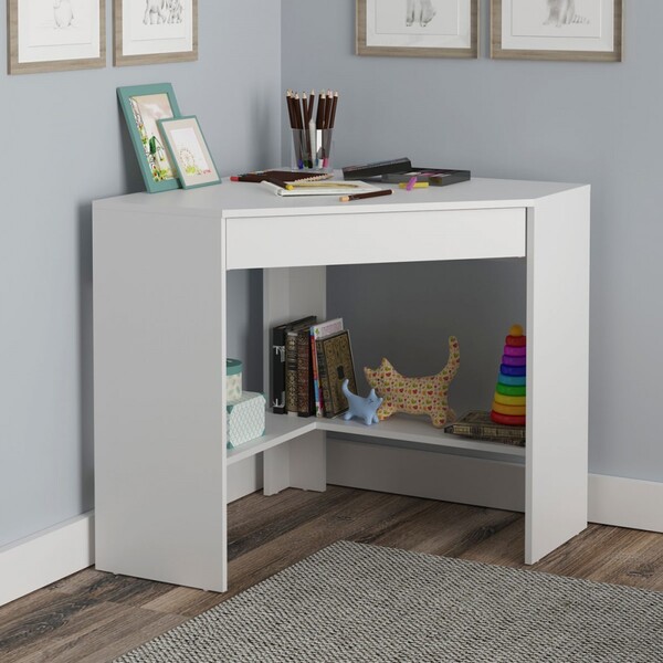 Mesa Escrivaninha De Canto 1 Gaveta Branco Me4169 - Tecno Mob