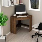 Mesa Escrivaninha De Canto Para Escritório 1 Gaveta Nogal