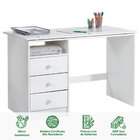 Mesa Escrivaninha De Desenho Madeira 3 Gavetas Kevin Branco