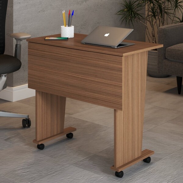 Mesa Escrivaninha Dobrável Alpes Com Rodízio Amêndoa - Panora