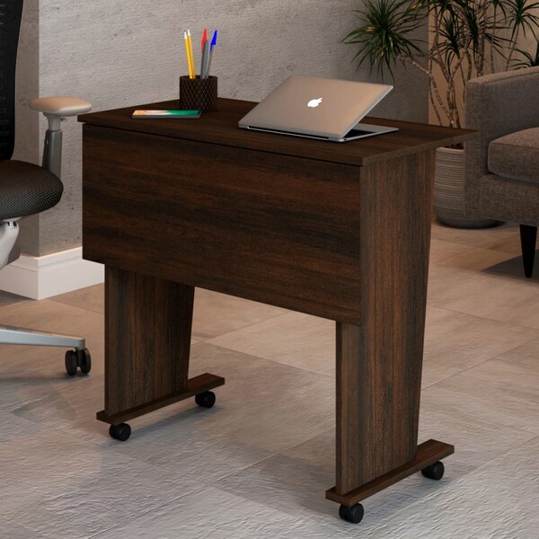 Mesa Escrivaninha Dobrável Alpes Com Rodízio Rústico - Panora