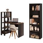 Mesa Escrivaninha E Estante 5 Prateleiras Pinho Preto Arly