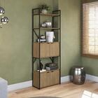 Mesa Escrivaninha E Estante Alta 4 Portas Canela Branco Kpb