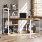 Mesa Escrivaninha E Estante Alta 4 Portas Canela Branco Kpb