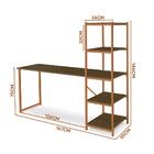 Mesa Escrivaninha Em Aço Com Torre Imbuia Bronze Sett Steel M