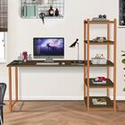 Mesa Escrivaninha Em Aço Com Torre Imbuia Bronze Sett Steel M