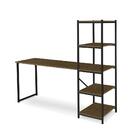 Mesa Escrivaninha Em Aço Com Torre Imbuia Preto Sett Steel Mo