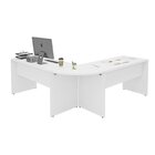 Mesa Escrivaninha Em L Canto Arredondado 140cm Branco Branco