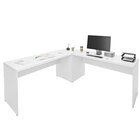 Mesa Escrivaninha Em L Canto Arredondado 140cm Branco Branco