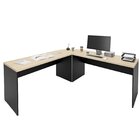 Mesa Escrivaninha Em L Canto Arredondado 140cm Carvalho E Pre